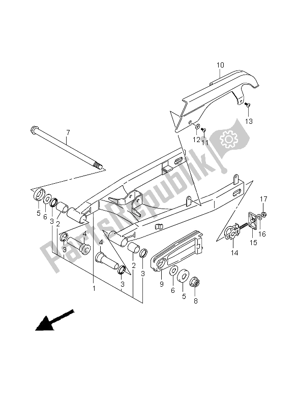 All parts for the Rear Swinging Arm of the Suzuki RV 125 Vanvan 2008