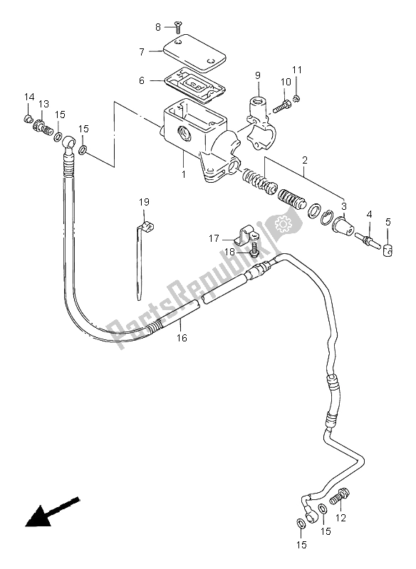 All parts for the Clutch Cylinder of the Suzuki VS 1400 Intruder 1999