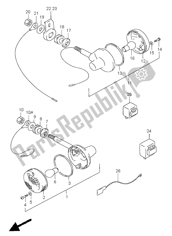 All parts for the Turn Signal Lamp (e2-e4-e22-e24-e34-e71) of the Suzuki GN 250E 1998