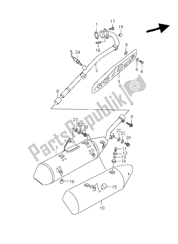All parts for the Muffler of the Suzuki DR 125 SM 2009