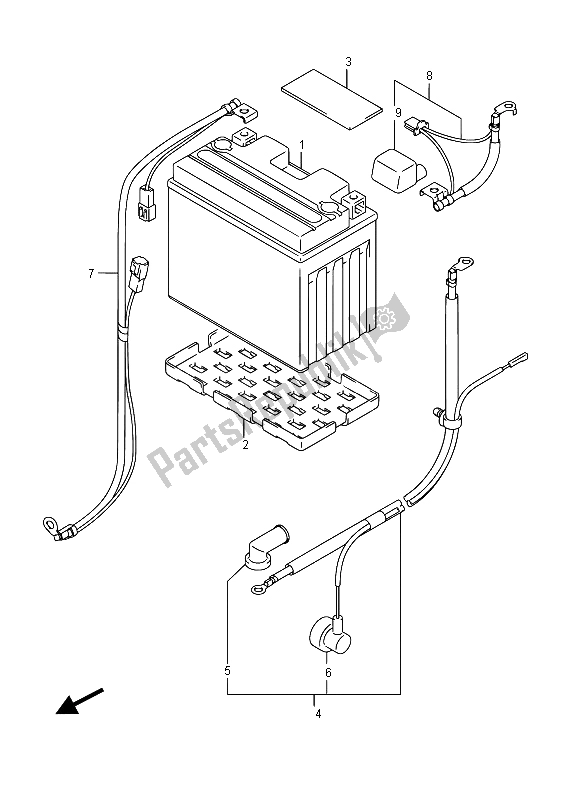 Alle onderdelen voor de Batterij (sfv650) van de Suzuki SFV 650A Gladius 2015