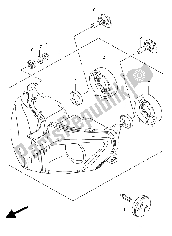 Toutes les pièces pour le Lampe Frontale (gsf1200s E24) du Suzuki GSF 1200 NS Bandit 2002