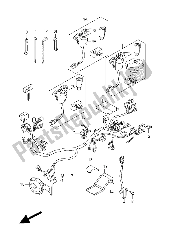 All parts for the Wiring Harness of the Suzuki DR Z 400E 2009