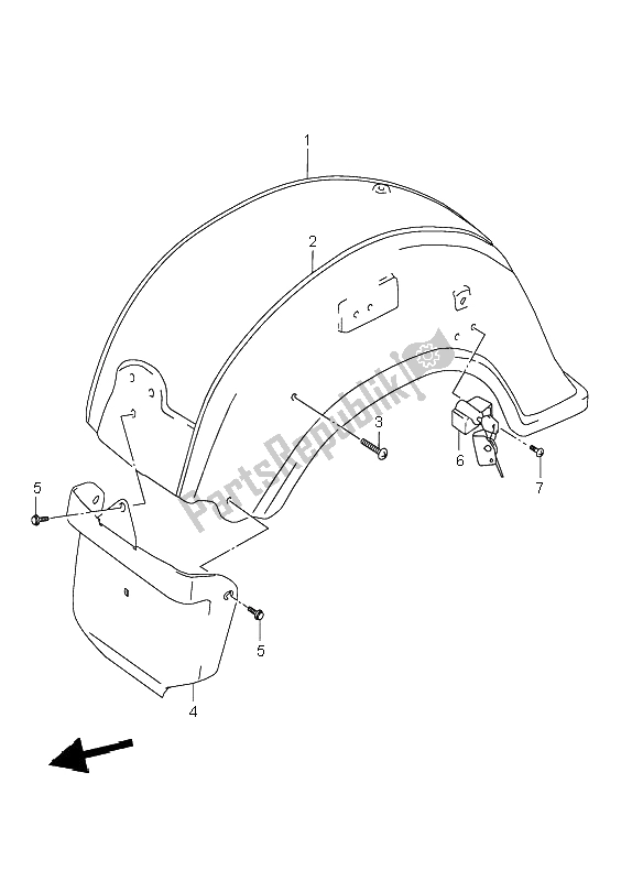 Tutte le parti per il Parafango Posteriore del Suzuki VL 1500 Intruder LC 1999