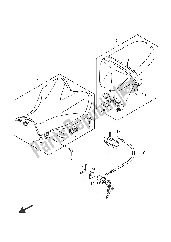 Todas as partes de Assento do Suzuki GSX R 1000A 2016