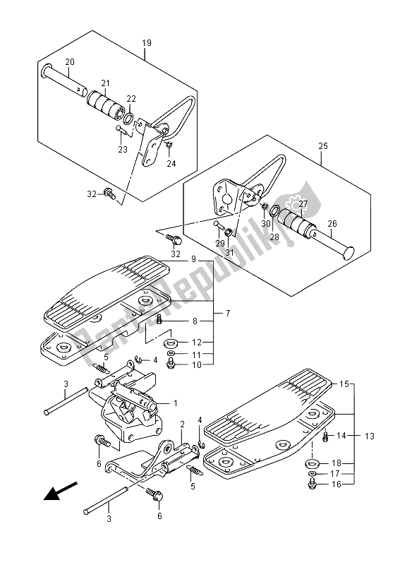 Toutes les pièces pour le Repose Pieds du Suzuki VL 1500T Intruder 2015