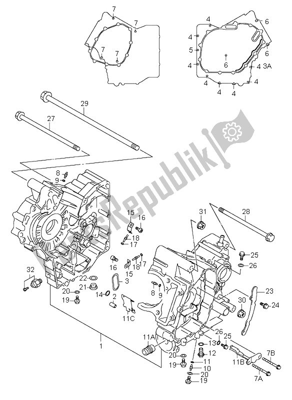 All parts for the Crankcase of the Suzuki SV 650 NS 1999