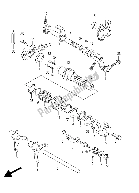 All parts for the Gear Shifting of the Suzuki LT A 400Z Kingquad ASI 4X4 2012