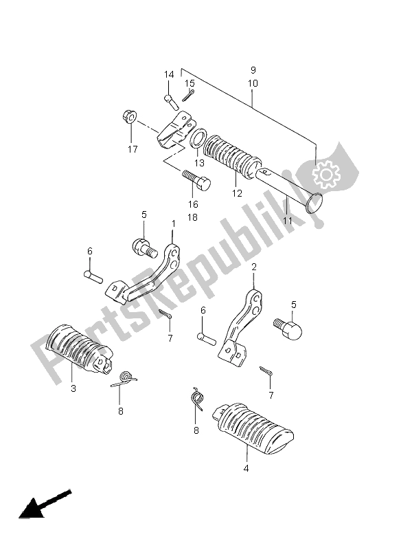 All parts for the Footrest of the Suzuki GN 125E 1999