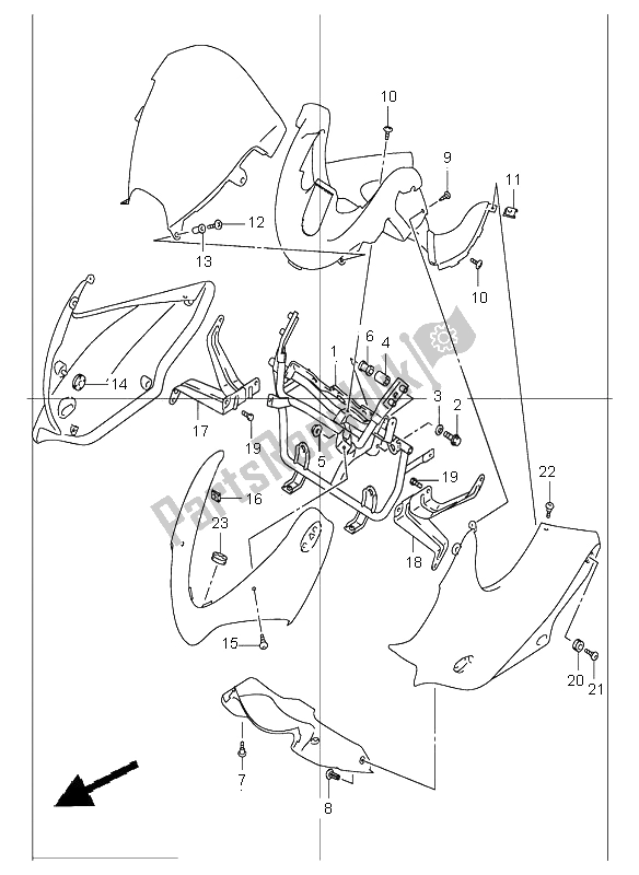 Alle onderdelen voor de Motorkap Installatie-onderdelen (gsf1200s-sz) van de Suzuki GSF 1200 Nszsz Bandit 2005