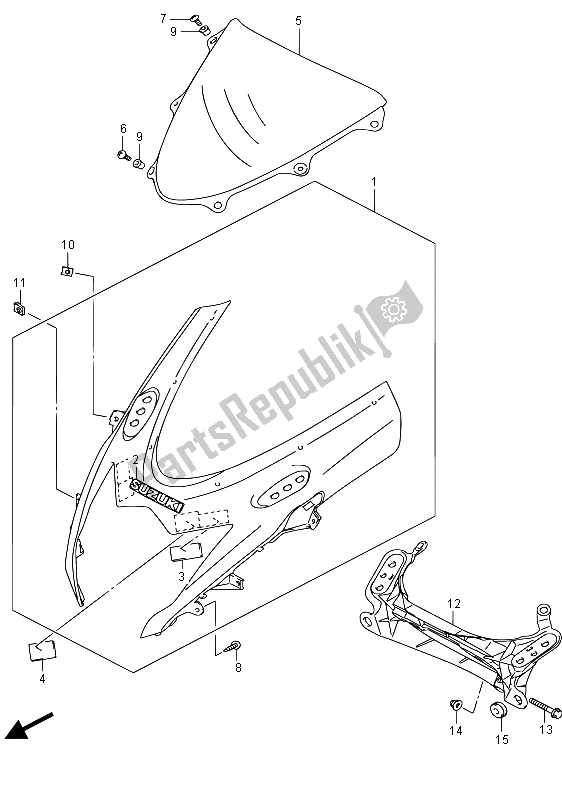 Tutte le parti per il Corpo Da Cowboy del Suzuki GSX R 750 2015