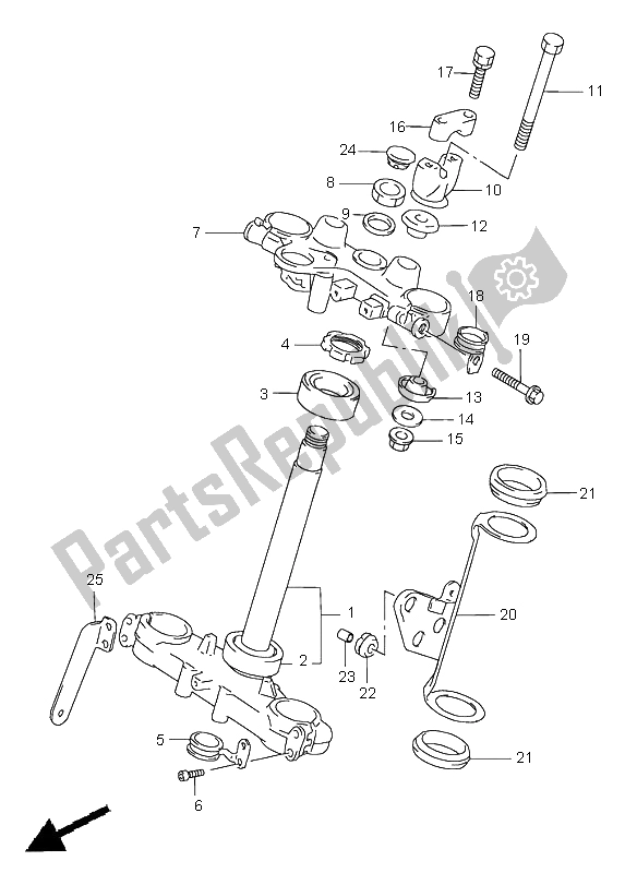 All parts for the Steering Stem of the Suzuki DR 650 SE 1998