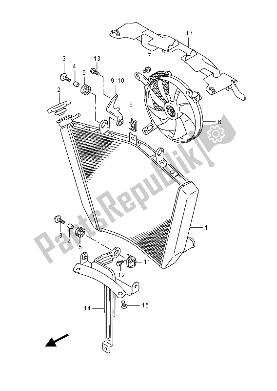 All parts for the Radiator of the Suzuki GSX R 1000A 2015