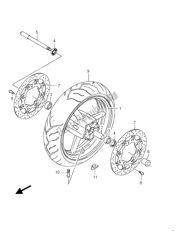 All parts for the Front Wheel (gsf650su) of the Suzuki GSF 650 Sasa Bandit 2011