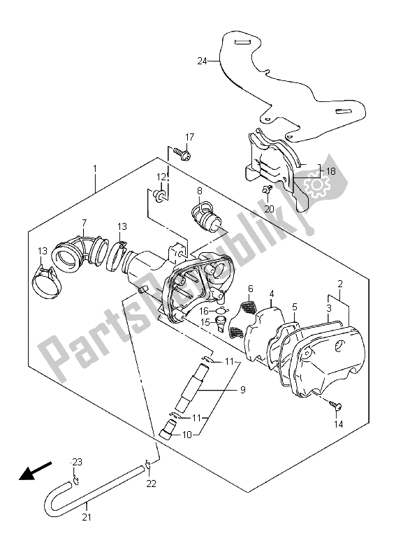 All parts for the Air Cleaner of the Suzuki DR Z 70 2015