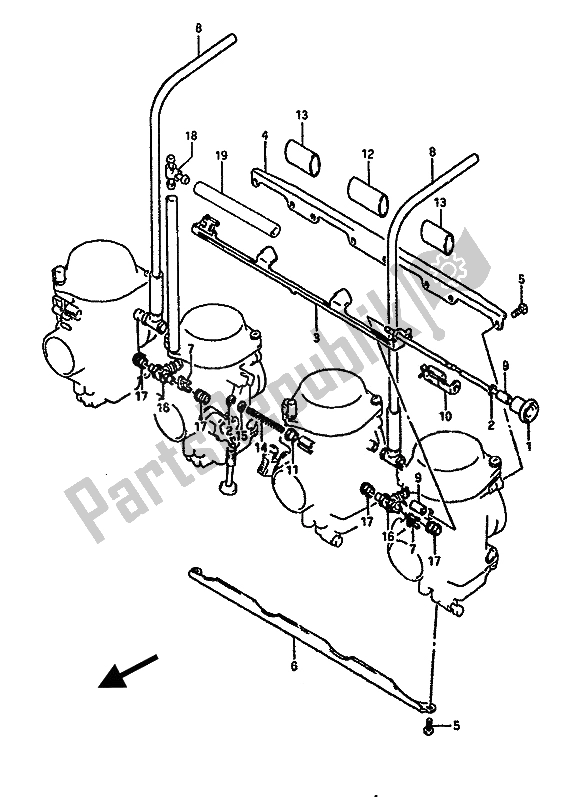 All parts for the Carburetor Fittings of the Suzuki GSX R 1100 1989