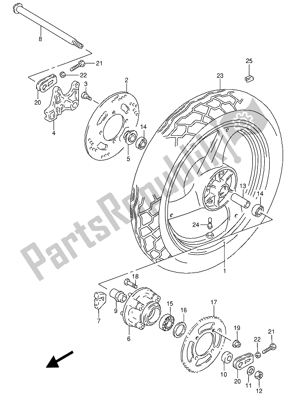 All parts for the Rear Wheel of the Suzuki RG 125 FU 1993