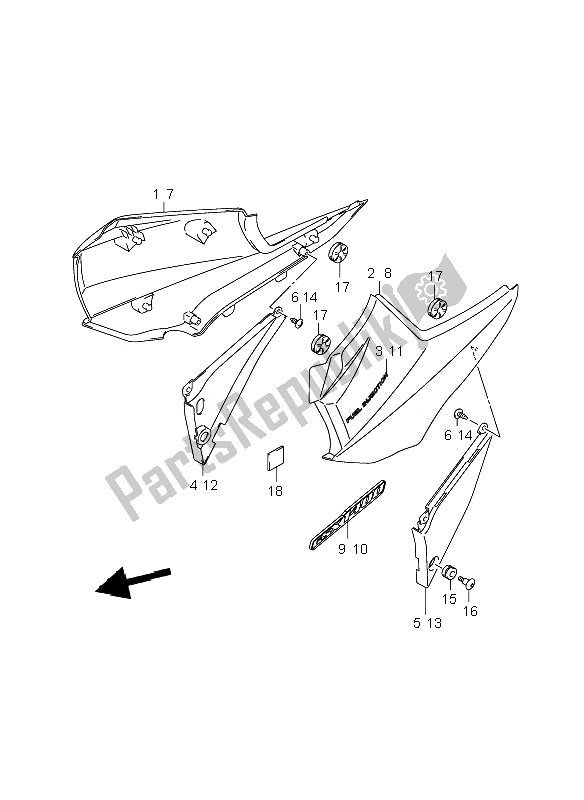 Tutte le parti per il Copertura Del Telaio (gsx1400) del Suzuki GSX 1400Z 2007