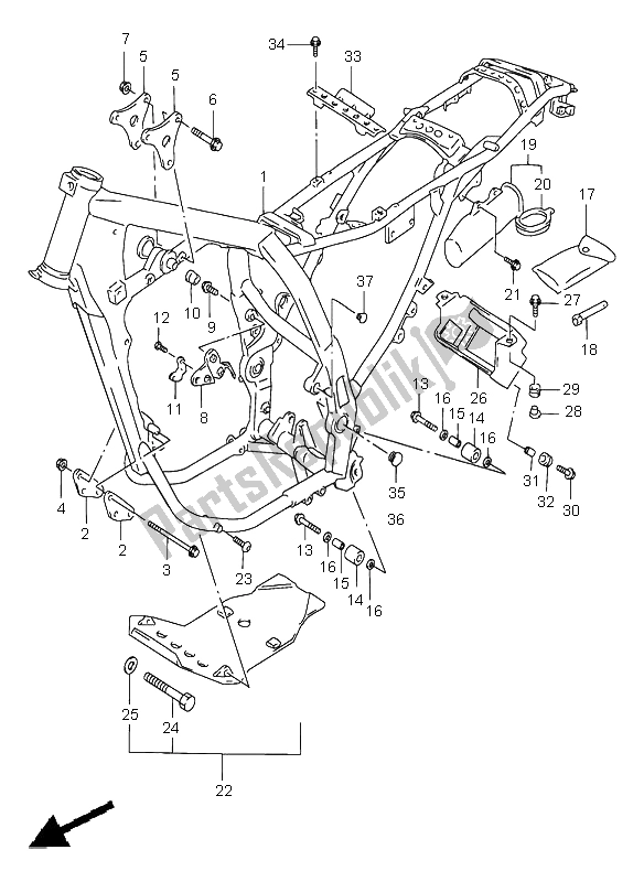 Tutte le parti per il Telaio del Suzuki DR 650 SE 1999