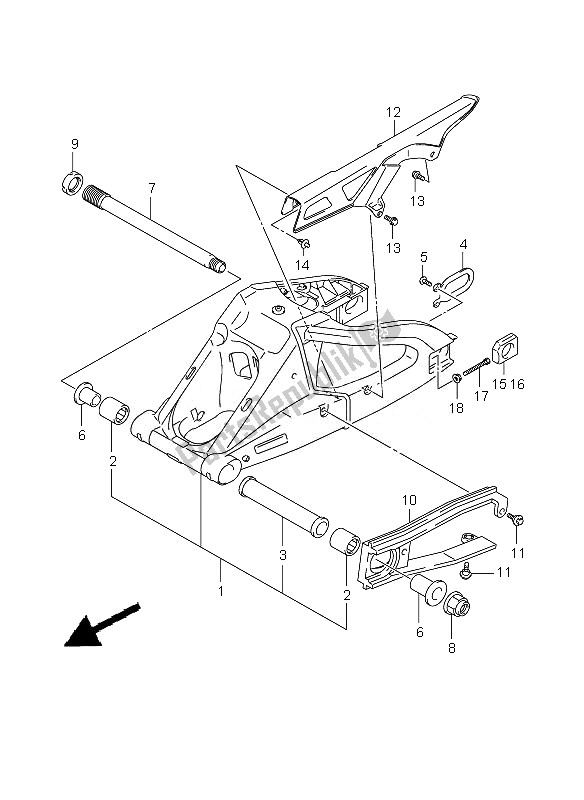 Todas las partes para Brazo Oscilante Trasero de Suzuki GSX R 600 2010