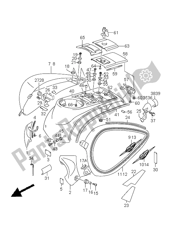 Tutte le parti per il Coperchio Laterale del Suzuki VL 1500 Intruder LC 2008