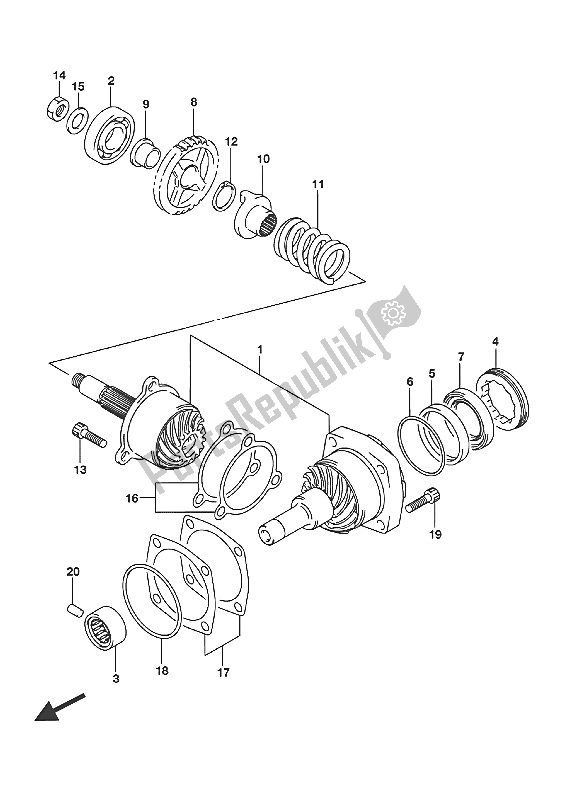 All parts for the Secondary Drive Gear of the Suzuki VL 800 Intruder 2016