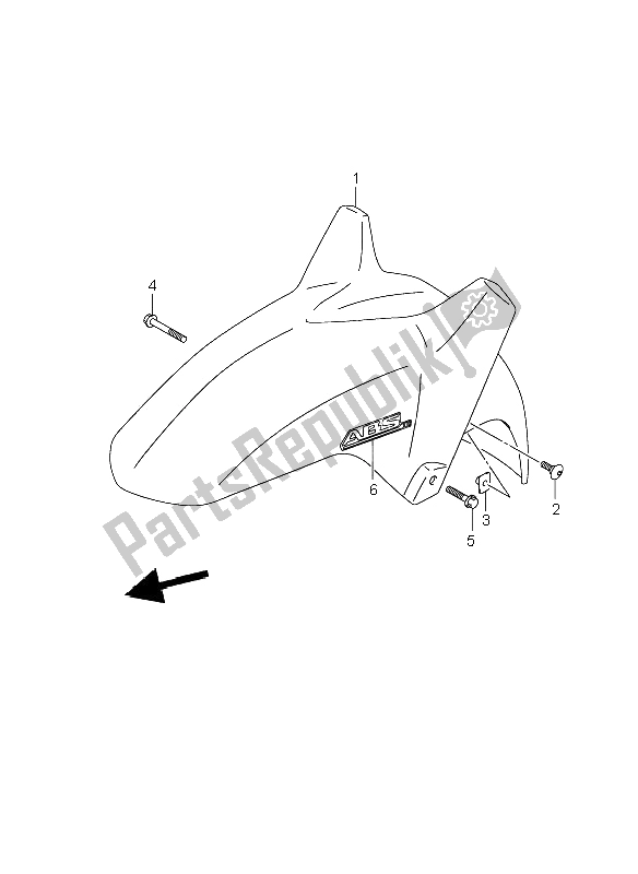 All parts for the Front Fender of the Suzuki DL 650A V Strom 2008