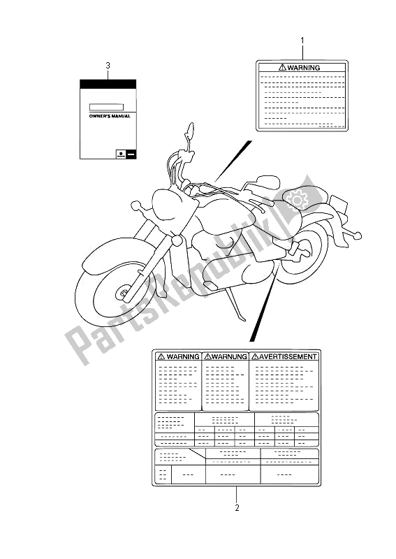 Toutes les pièces pour le étiquette (vl800bue E19) du Suzuki VL 800B Intruder 2014