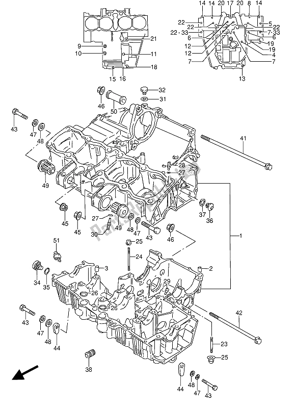 Todas las partes para Caja Del Cigüeñal de Suzuki GSX 600 FUU2 1993