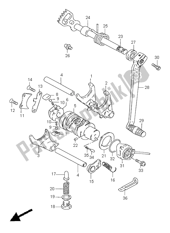 Alle onderdelen voor de Schakelen van de Suzuki GN 250E 1998