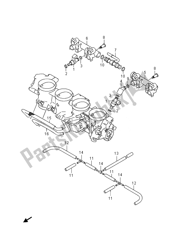 All parts for the Throttle Body Hose & Joint (gsx1300rauf E19) of the Suzuki GSX 1300 RA Hayabusa 2014