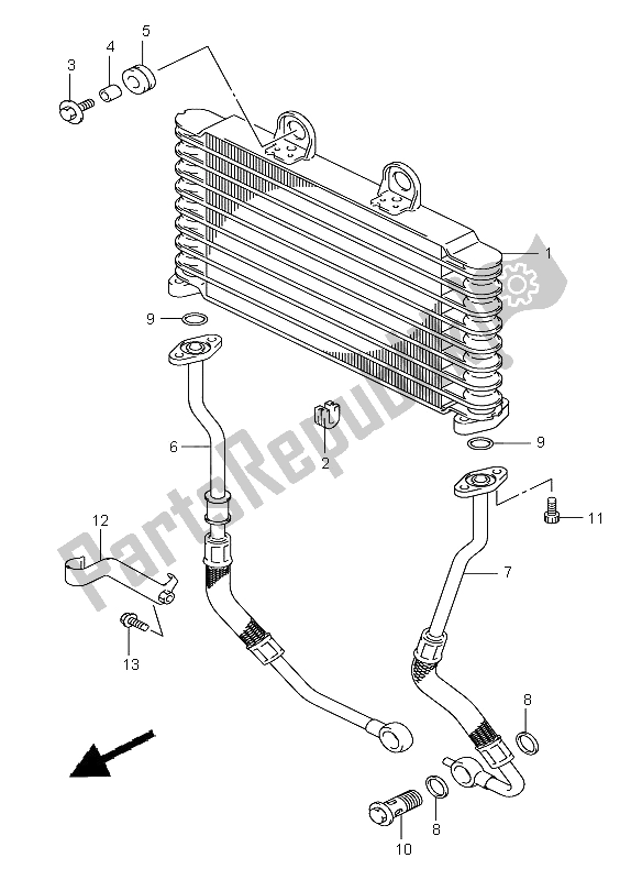 All parts for the Oil Cooler of the Suzuki GSF 650 Nsnasa Bandit 2006