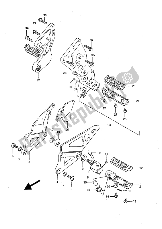 Toutes les pièces pour le Repose Pieds du Suzuki GSX R 1100 1991