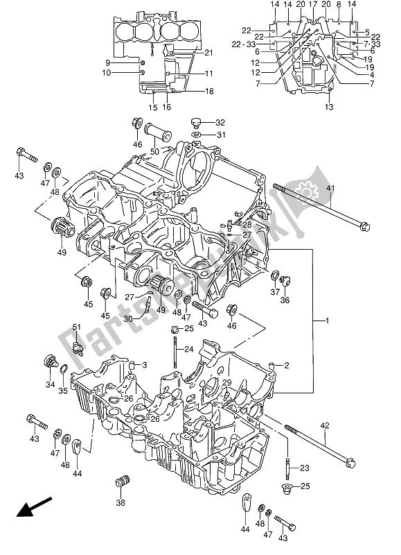 Todas as partes de Bloco Do Motor do Suzuki GSX 600 FUU2 1991