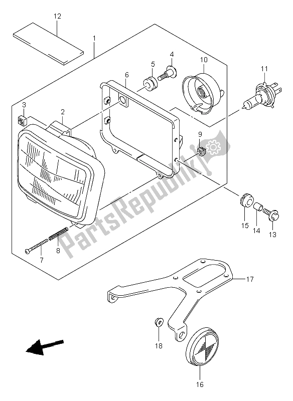 All parts for the Headlamp (e24) of the Suzuki DR Z 400E 2002