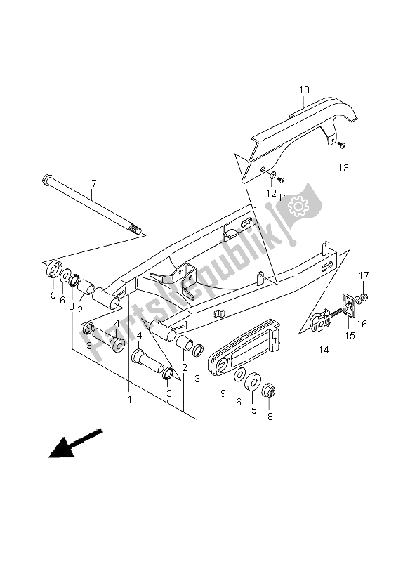 All parts for the Rear Swinging Arm of the Suzuki RV 125 Vanvan 2009