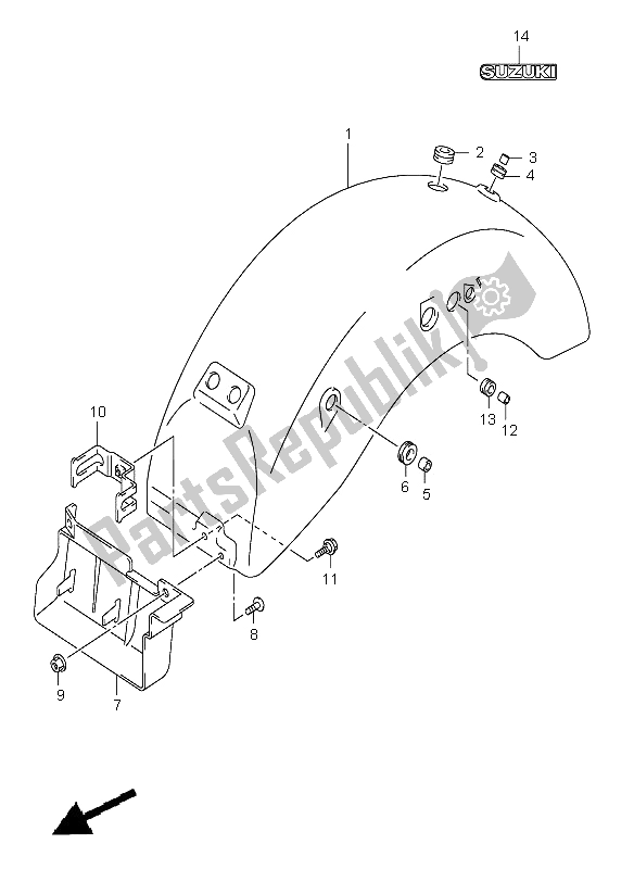 Toutes les pièces pour le Garde-boue Arrière du Suzuki VL 250 Intruder 2005