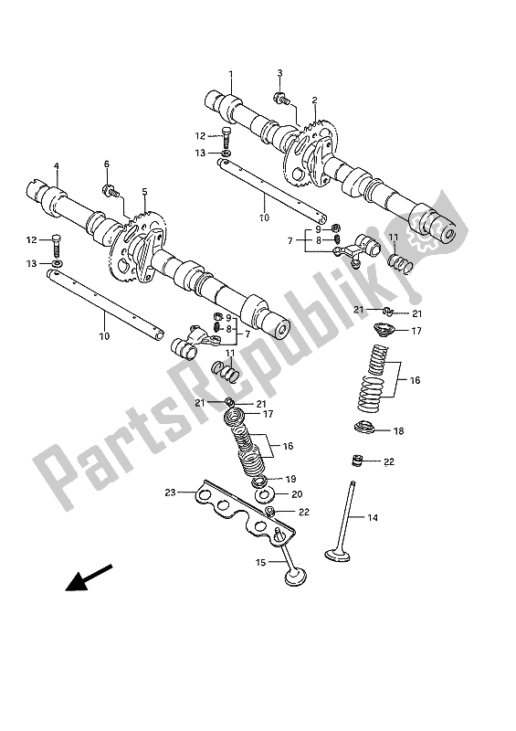 Tutte le parti per il Albero A Camme E Valvola del Suzuki GSX 1100F 1988