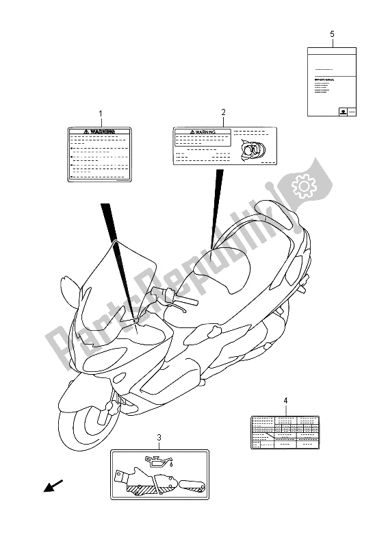 All parts for the Label (an650 E02) of the Suzuki AN 650Z Burgman Executive 2014