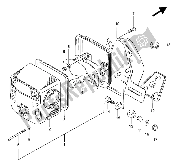 All parts for the Rear Combination Lamp (e1-e2-e4-e24-e34-e53-p95) of the Suzuki GN 250 1988