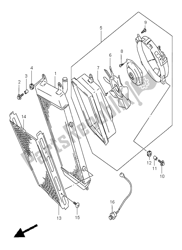 Alle onderdelen voor de Radiator van de Suzuki VZ 800 Marauder 2002