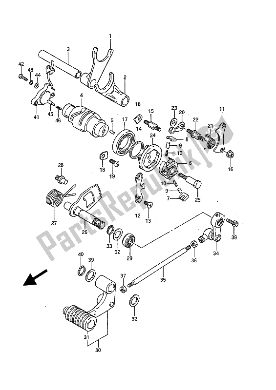 All parts for the Gear Shifting of the Suzuki LS 650 FP Savage 1988