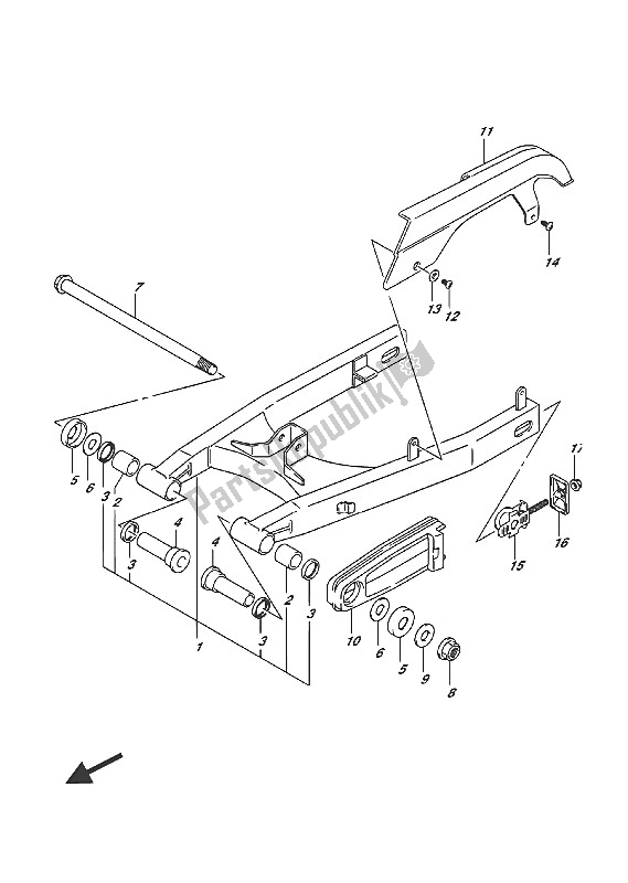 Toutes les pièces pour le Bras Oscillant Arrière du Suzuki RV 200 2016