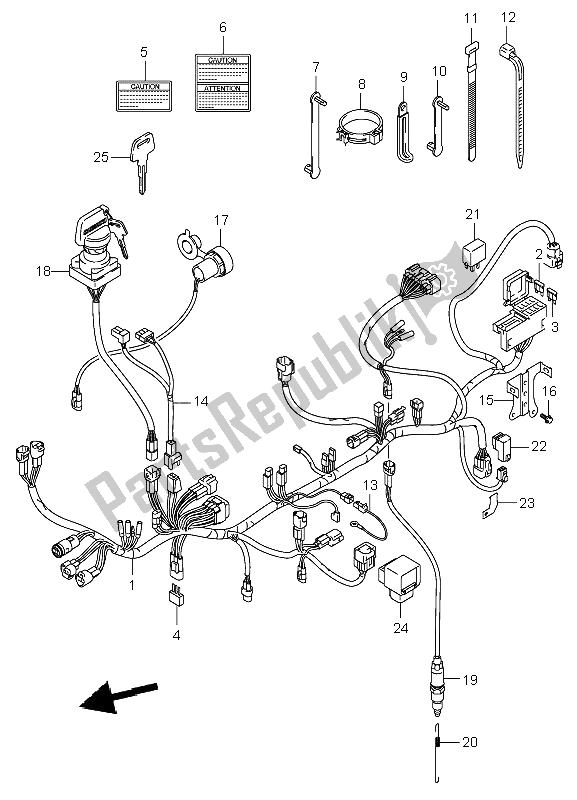 All parts for the Wiring Harness of the Suzuki LT A 500F Vinson 4X4 2002