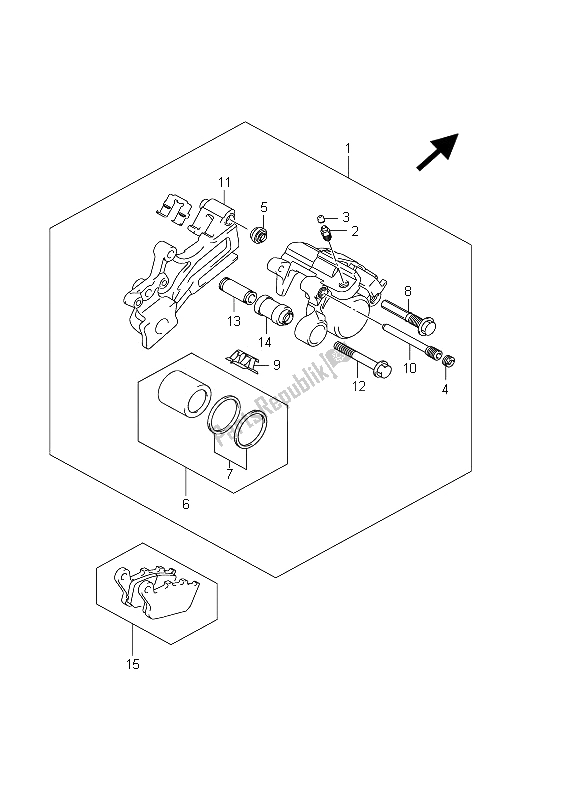 All parts for the Rear Caliper (sfv650a E21) of the Suzuki SFV 650A Gladius 2011