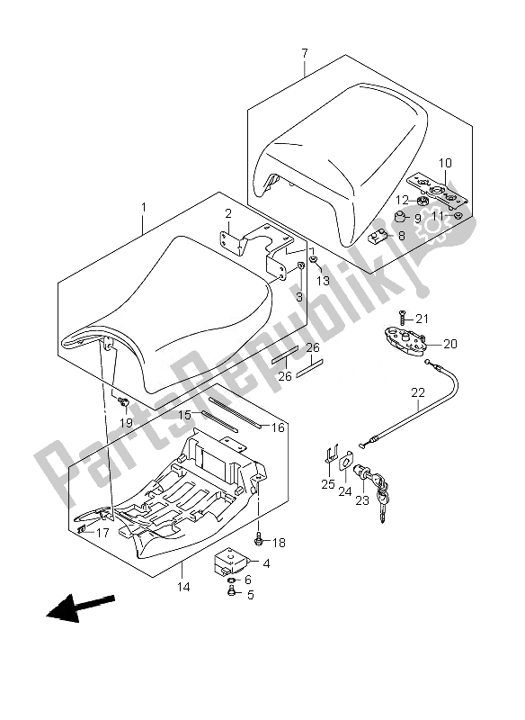 All parts for the Seat of the Suzuki GSF 650 Nsnasa Bandit 2007