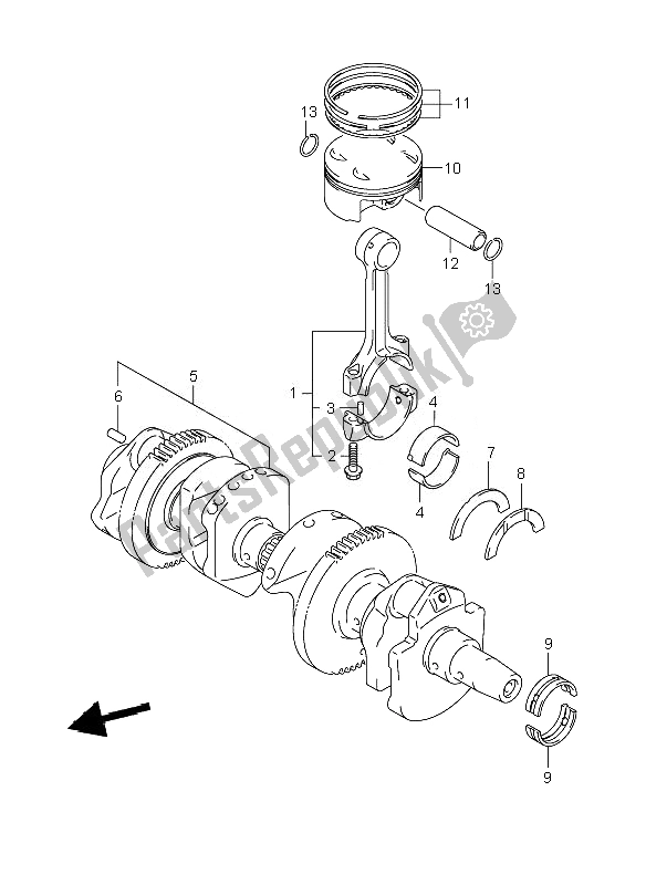 All parts for the Crankshaft of the Suzuki GSX 1400Z 2007