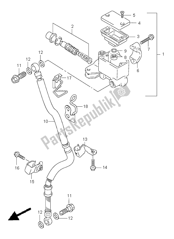 All parts for the Front Master Cylinder of the Suzuki XF 650 Freewind 2001