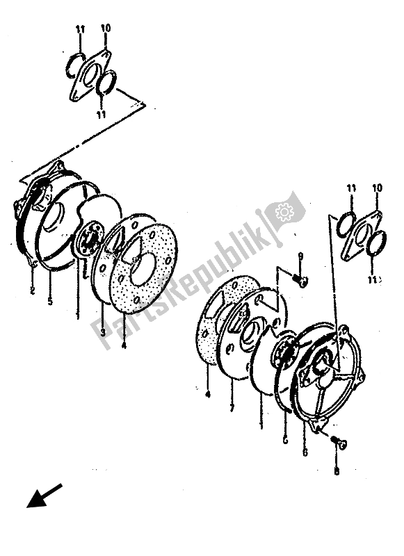 All parts for the Rotary Valve of the Suzuki RG 500 Gamma 1986