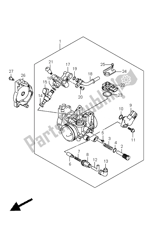 Tutte le parti per il Corpo Farfallato del Suzuki LT A 400 Kingquad 4X2 2010